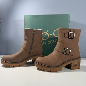 B.O.C. by Born Monika Platform Bootie Brown Women Lug Sole Block Heel Size 7.5